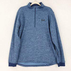 Under Armour Sweater Men Extra Large Blue Heathered Loose Fit Cold Gear Pullover